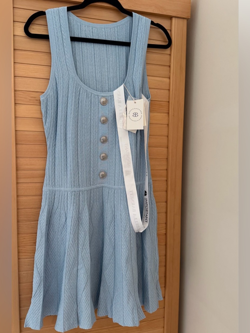 Light Blue Knit Tank Dress with Button Front - Kids